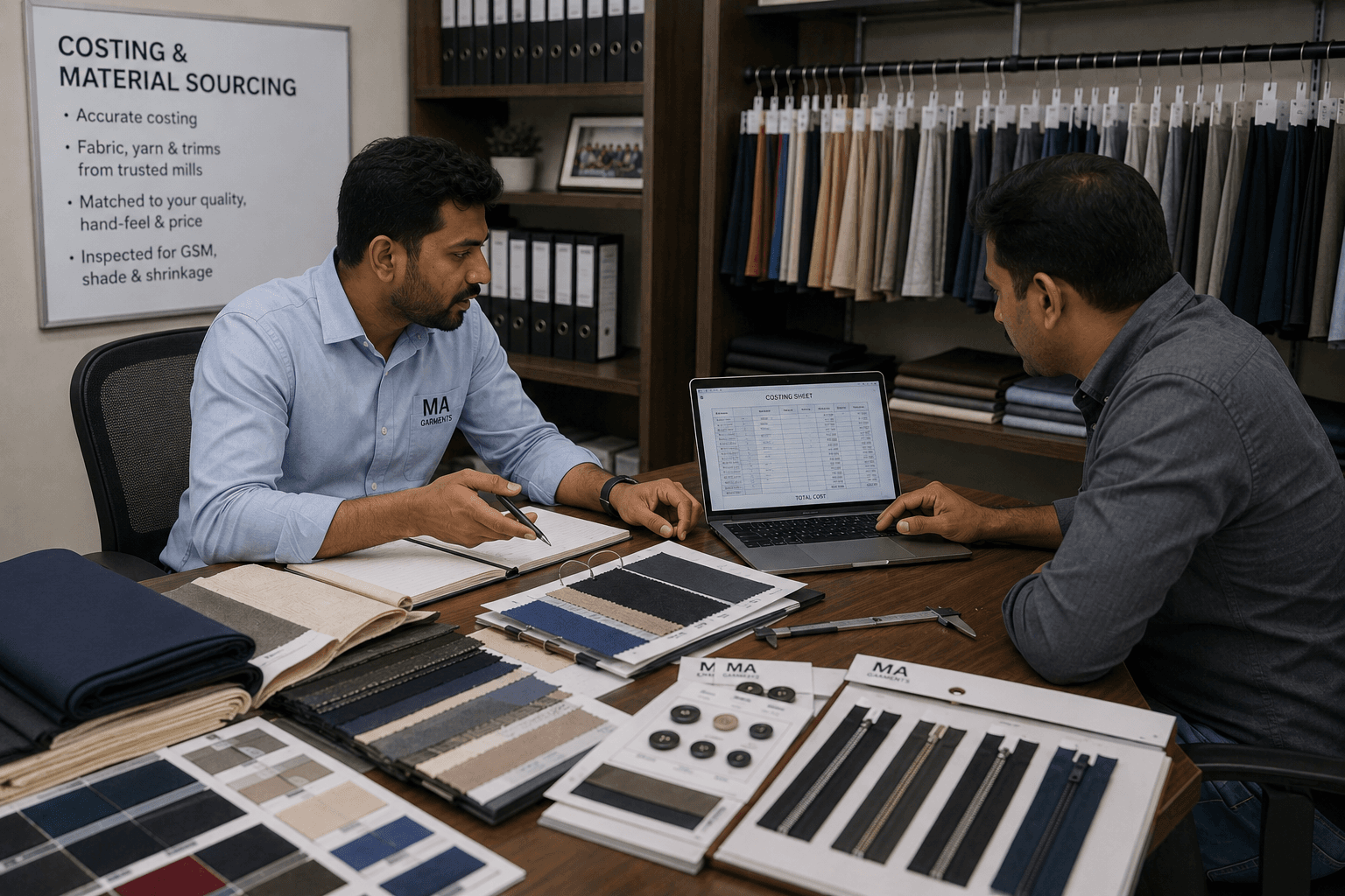 Costing & Material Sourcing, M.A Garments process